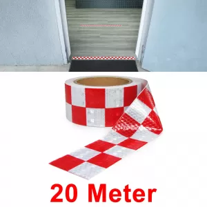 Signal tape marking tape barrier tape self-adhesive reflective checkered 20m