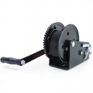 Premium hand winch with strap 1500kg 8 meters black for car trailer