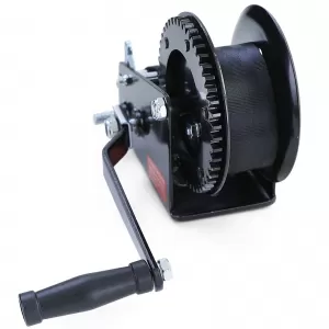 Premium hand winch with strap 1500kg 8 meters black for car trailer