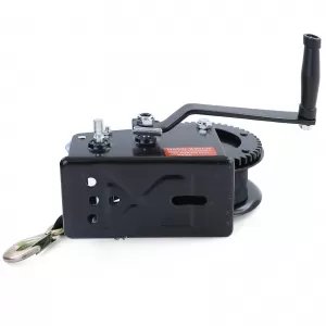 Premium hand winch with strap 1500kg 8 meters black for car trailer