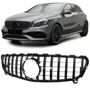 Sport radiator grille gloss black for Mercedes A-Class W176 facelift 15-18