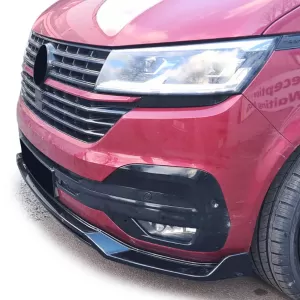 Labbro spoiler anteriore con splitter e griglia nero lucido, adatto per VW Bus T6.1 dal 19-image-6200160
