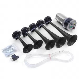 Claxon de barcă cu 5 tonuri La Cucaracha cu compresor negru 118dB 12 volți-image-6200481