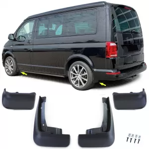 Mud flap set front and rear black for VW Bus T5 T5.1 T6 T6.1 from 03