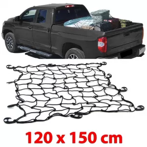 Luggage partition trunk net elastic with 10 hooks black 120x150cm universal