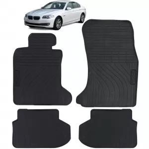 Car Rubber Floor Mats Black Premium Set for 5 Series BMW F10 Sedan F11 Touring