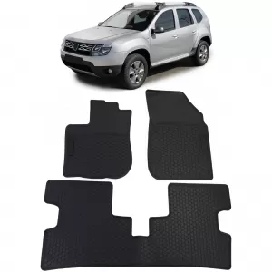 Car Rubber Floor Mats Black Premium Set for Dacia Duster I 10-18