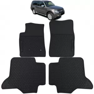 Car Rubber Floor Mats Black Premium Set for Mitsubishi Pajero 4 2007-2022