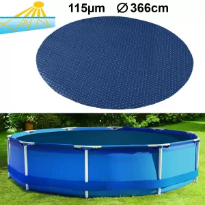 366cm pool solar cover pool heater solar film cover round 115µm blue black