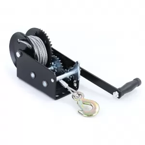 Winch manual pentru remorcă, cablu negru cu 10 metri de cablu de oțel, 900 kg-image-6200919