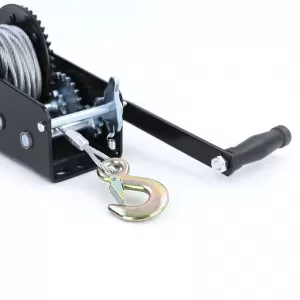 Winch manual pentru remorcă, cablu negru cu 10 metri de cablu de oțel, 900 kg-image-6200920