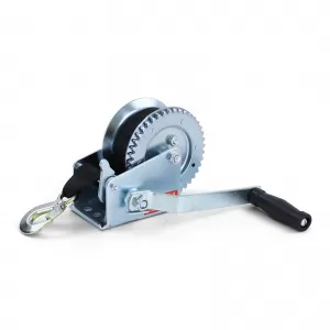 Hand winch trailer cable winch silver with 8 meter strap 600 kg