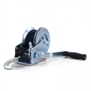 Hand winch trailer cable winch silver with 8 meter strap 600 kg