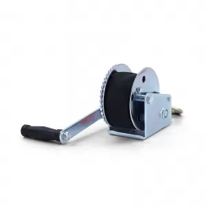 Hand winch trailer cable winch silver with 8 meter strap 600 kg
