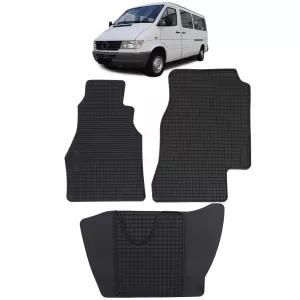 Car Rubber Floor Mats Black Premium Set for Mercedes Sprinter W901-905 95-06
