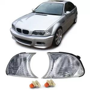 White clear glass indicator set fits 3 Series BMW E46 Coupe Convertible 1999-2001