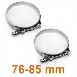 Joint bolt clamp hose clamp band clamp stainless steel Ø 76-85mm 2 pieces