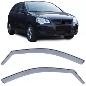 Wind deflector rain guard wind protection black smoke for VW Polo 9N 01-08 5-door