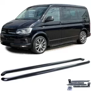 Side pipes sills stainless steel black gloss for VW T5 T6 T6.1 short wheelbase