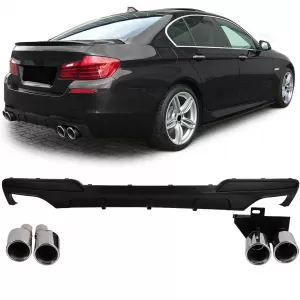 image-16-Hátulsó diffúzor átalakító + króm kipufogóvégek BMW 5-ös F10 F11 520 523 525 528 530 modellekhez