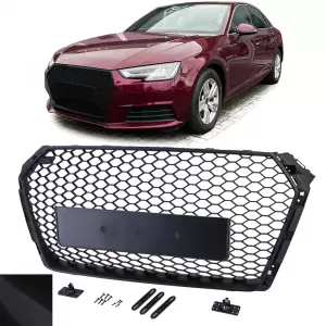 Honeycomb Sport Grille without Emblem Matte Black for Audi A4 B9 8W 15-19