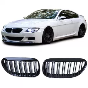 image-40-Sport dupla lamellás vese hűtőrács fényes fekete BMW 6-os E63 E64 modellhez