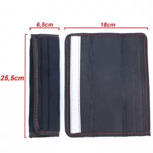 2x Seat Belt Pads Safety Belt Cushion Belt Protector Black with Red Stitching