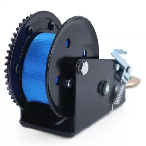 Premium 1500kg Seilwinde Handwinde mit 8 Meter Gurt Blau für PKW Anhänger