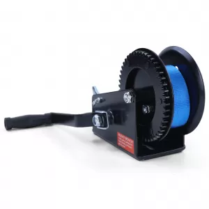 Premium 1500kg Seilwinde Handwinde mit 8 Meter Gurt Blau für PKW Anhänger
