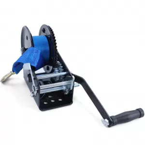 Premium 1500kg Seilwinde Handwinde mit 8 Meter Gurt Blau für PKW Anhänger