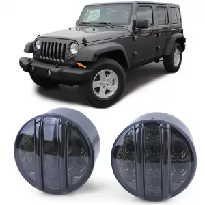 LED clear glass front indicator parking light black smoke for Jeep Wrangler JK from 07