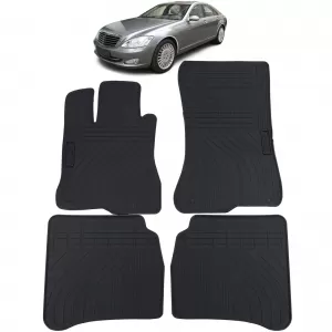 Car Rubber Floor Mats Black Premium Set for Mercedes S-Class W221 05-13