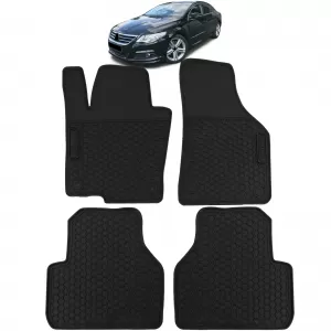 Car Rubber Floor Mats Black Premium Set for VW Passat CC 357 08-12