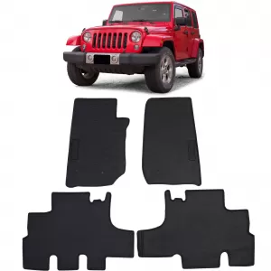 Car Rubber Floor Mats Black Premium Set for Jeep Wrangler JK 07-19