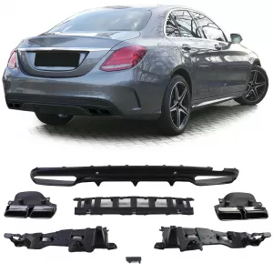 image-20-Sport hátsó diffózor fekete kipufogóvégekkel Mercedes C W205 sedan 13-18