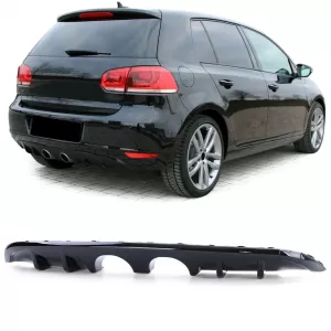 Sport rear diffuser twin pipe central glossy black for VW Golf 6 1K 08-13