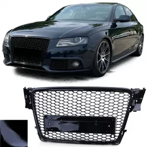 Honeycomb Sport Grille without Emblem Gloss Black for Audi A4 B8 8K 07-11