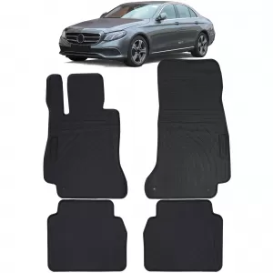 Car Rubber Floor Mats Black Premium Set for Mercedes E Class W213 S213 from 16