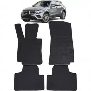 Car Rubber Floor Mats Black Premium Set for Mercedes GLC X253 C253 15-22