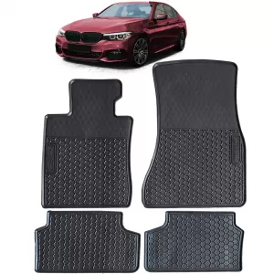 Car Rubber Floor Mats Black Premium Set suitable for 5 Series BMW G30 G31 from 17