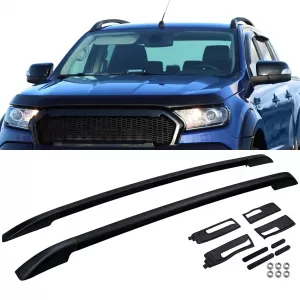 Black aluminum roof rail retrofit suitable for Ford Ranger T6 T7 T8 2012-2022