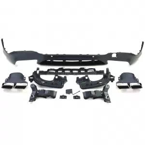 Diffusore posteriore sportivo con terminali di scarico cromati adatto per Mercedes GLC X253 SUV 15-19-image-6202806