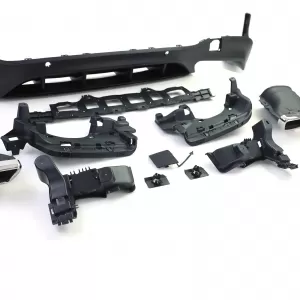 Diffusore posteriore sportivo con terminali di scarico cromati adatto per Mercedes GLC X253 SUV 15-19-image-6202812