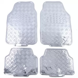 Autogummimatten-Set 4 Stück Aluminium-Riffelblech-Optik Universal Chrom-image-6202954