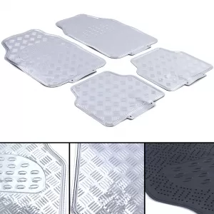 Autogummimatten-Set 4 Stück Aluminium-Riffelblech-Optik Universal Chrom-image-6202955