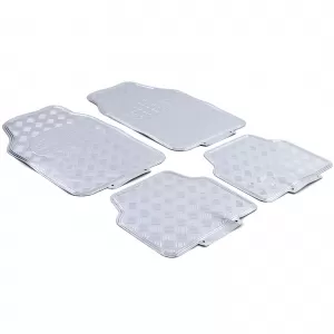 Autogummimatten-Set 4 Stück Aluminium-Riffelblech-Optik Universal Chrom-image-6202956
