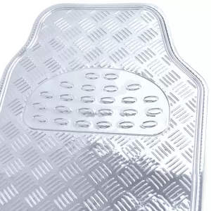 Autogummimatten-Set 4 Stück Aluminium-Riffelblech-Optik Universal Chrom-image-6202957