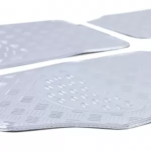 Autogummimatten-Set 4 Stück Aluminium-Riffelblech-Optik Universal Chrom-image-6202958