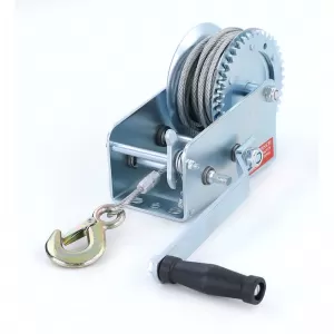 Hand winch trailer cable winch silver with 10 meter steel cable 900 kg
