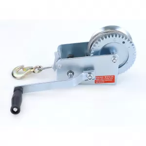 Hand winch trailer cable winch silver with 10 meter steel cable 900 kg